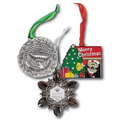 Custom Cast Holiday Ornaments 3.5mm Thick With Ribbon Double Sided 3"